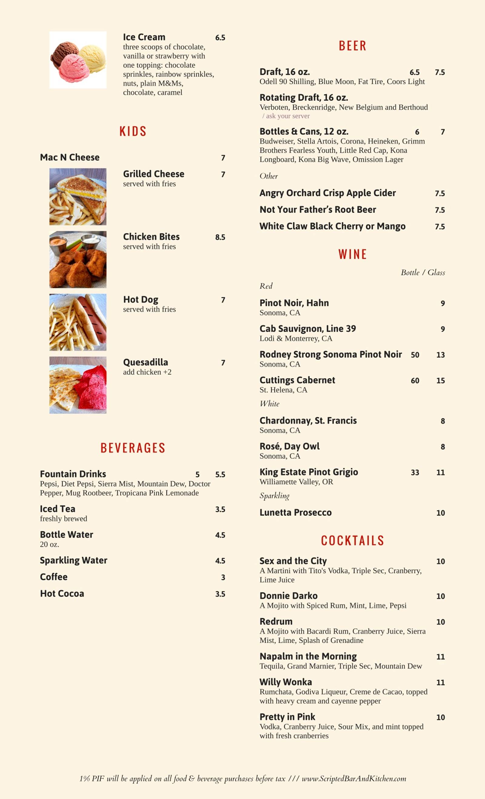 Scripted Bar & Kitchen Menu Scripted Bar & Kitchen Menu