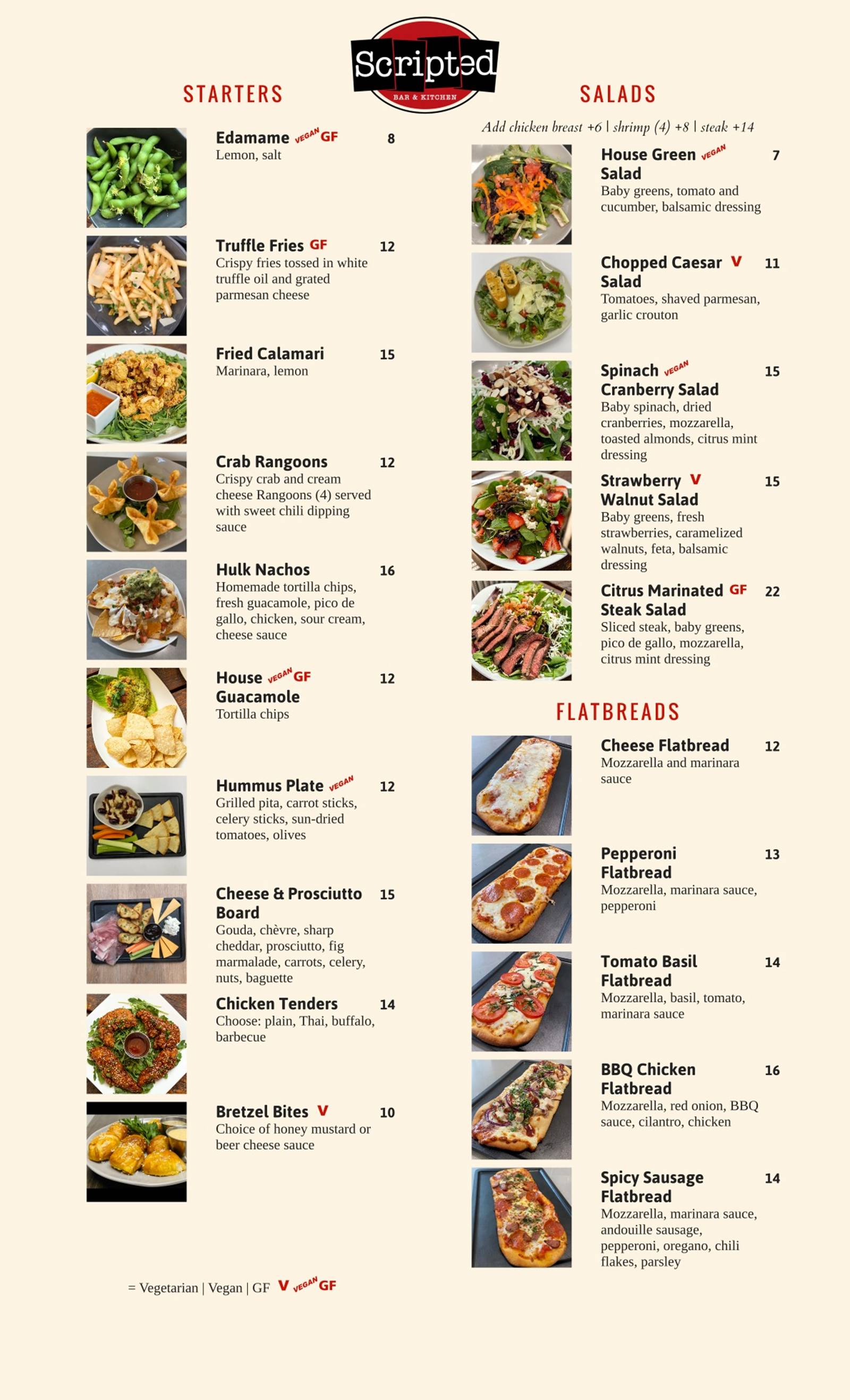Scripted Café San Clemente Menu Scripted Café San Clemente Menu